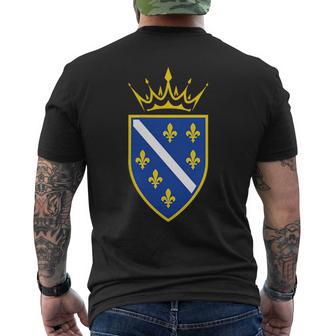 Bosnia And Herzegovina Flag Emblem With Crown Bosnia Men's T-shirt Back Print - Monsterry