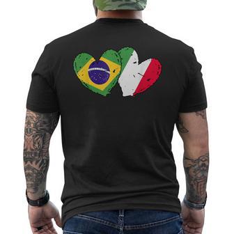 Brasil Italia Bandera Corazones Patrimonio Italiano Brasileño Camiseta Hombre Estampado Espalda - Regaloses