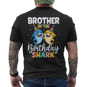Brother Of Birthday Shark Party Family Birthday Boys Men's T-shirt Back Print - Thegiftio UK