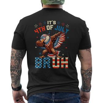 Bruh 4Th Of July Boys Kids Dabbing Bald Eagle American Flag Men's T-shirt Back Print - Thegiftio UK