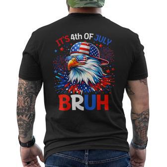 Bruh 4Th Of July Boys Kids Fourth Of July Bald Eagle Men's T-shirt Back Print - Monsterry