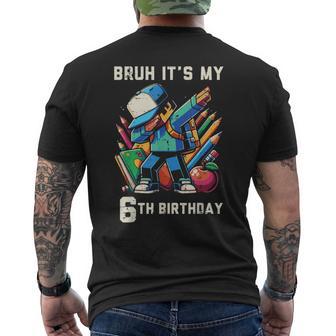 Bruh Its My 6Th Birthday Pixel Dab 6 Bday Gamer Boys Kids Men's T-shirt Back Print - Thegiftio UK