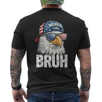 Bruh Merica Bald Eagle 4Th Of July Usa American Freedom Cool Men's T-shirt Back Print - Thegiftio
