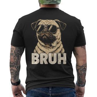 Bruh Pug Youth Boys Graphic N Meme Cute Pugs Dog Men's T-shirt Back Print - Thegiftio
