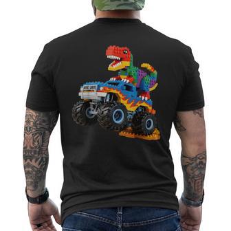 Building Bricks Monster Truck Dinosaur For Boys Kids Men's T-shirt Back Print - Thegiftio UK