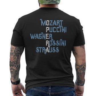 Cadeau Pour Amateur D'opéra Mozart Puccini Wagner Rossinitrauss T-shirt imprimé au dos - Cadeauxyz