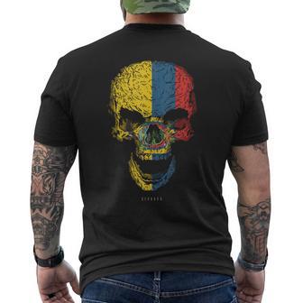 Calavera Con Bandera De Ecuador Cráneo In Mangas Camiseta Hombre Estampado Espalda - Regaloses