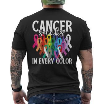 Cancer Sucks In Every Color Support All Cancer Matters Men's T-shirt Back Print - Thegiftio UK