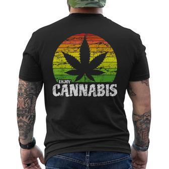 Cannabis ヴィンテージ 麻葉 レトロ マリファナ メンズTシャツ バックプリント - Kawaiitshirt