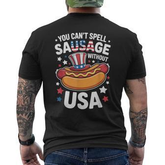You Can't Spell Sausage Without Usa 4Th Of July Men's T-shirt Back Print - Thegiftio UK
