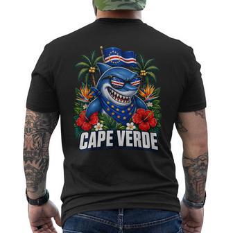 Cape Verde Flag Shark Cape Verdean Roots Cabo Verde Men's T-shirt Back Print - Thegiftio UK