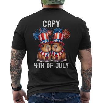 Capy 4Th Of July Capybara Patriotic American Flag Kids Men's T-shirt Back Print - Thegiftio UK
