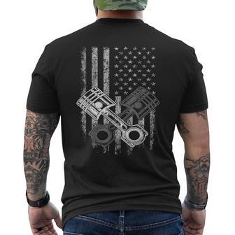 Car Mechanic Piston Us Flag Auto Engine Patriot Garage Guy Men's T-shirt Back Print - Thegiftio UK