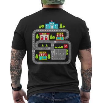 Car Track Play Cars Roads On Back For Dad Fathers Day Men's T-shirt Back Print - Thegiftio UK