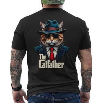 The Catfather Cat Dad Cats Lover Cat Father Grandpa Daddy Men's T-shirt Back Print - Monsterry UK