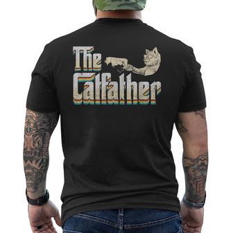 The Catfather 面白い猫 お父さん 父の日 ビンテージ 猫 父親 メンズTシャツ バックプリント - Kawaiitshirt