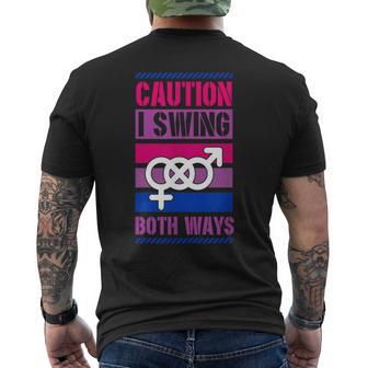 Caution Iwing Both Ways バイセクシャル プライド ジョーク メンズTシャツ バックプリント - Kawaiitshirt