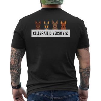 Celebrate Diversity ミニチュアピンシャー犬 メンズTシャツ バックプリント - Kawaiitshirt