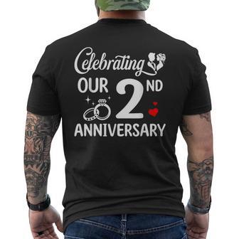 Celebrating Our 2Nd Wedding Anniversary Marriage 2 Years Men's T-shirt Back Print - Thegiftio UK