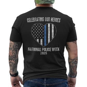 Celebrating Our Heroes National Police Week 2026 Us Flag Men's T-shirt Back Print - Thegiftio