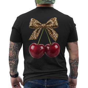 Cerise Léopard Coquette Bow Mignon Cerises Fruits T-shirt imprimé au dos - Cadeauxyz