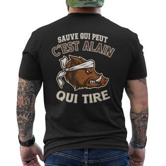 Chasseur Prénom Alain Humouranglier Mauvais Tireur T-shirt imprimé au dos - Cadeauxyz