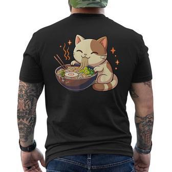 Chat Avec Des Nouilles Ramen Kawaii Cat T-shirt imprimé au dos - Cadeauxyz