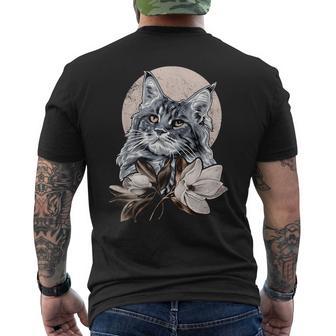 Chat Maine Coon Et Fleurs De Magnolia T-shirt imprimé au dos - Cadeauxyz