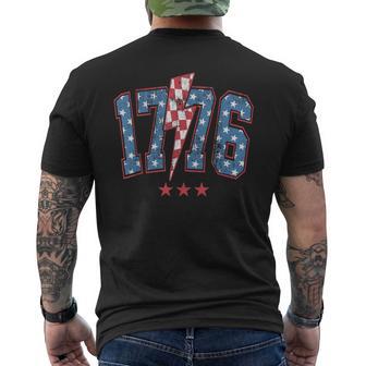 Checkered 1776 American 4Th Of July Lightning-Bolt Patriotic Men's T-shirt Back Print - Thegiftio UK