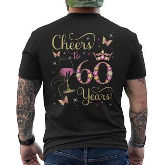 Cheers To 60 Years 60Th Queen's Birthday 60 Years Old Bday Men's T-shirt Back Print - Thegiftio UK