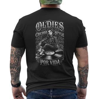 Chicana Oldies Porida ヴィンテージ音楽レコード ローライダーアート メンズTシャツ バックプリント - Kawaiitshirt