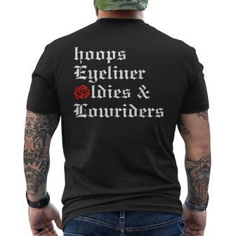 Chicano Mexican Culture Hoops Eyeliner Oldies And Lowriders Men's T-shirt Back Print - Monsterry