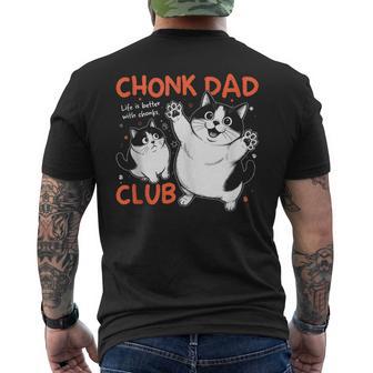 Chonk Dad Club Cat Meme Father's Day Men's T-shirt Back Print - Monsterry