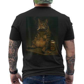 Cigarette Cat Smoking Kitten Beer Meme Stupid Brainrot Men's T-shirt Back Print - Thegiftio UK