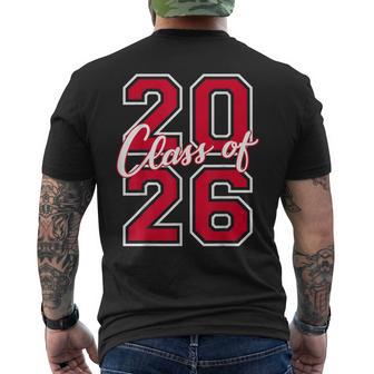 Class Of 2026 Graduation Red With White Varsity Letters Men's T-shirt Back Print - Thegiftio UK