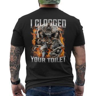I Clogged Your Toilet Alpha Wolf Meme Stupid Brainrot Men's T-shirt Back Print | Mazezy