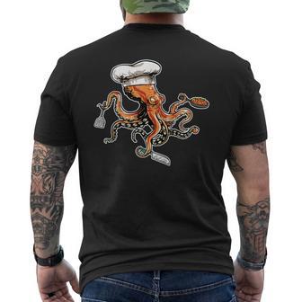 Cocinero De Pulpo Divertido Con Gorro De Cocinero Camiseta Hombre Estampado Espalda - Regaloses