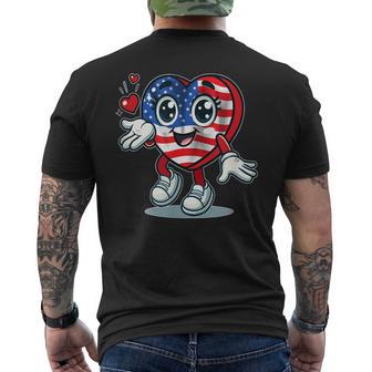 Cœur Mignon Avec Drapeau Américain Love Usa Cartoon T-shirt imprimé au dos - Cadeauxyz
