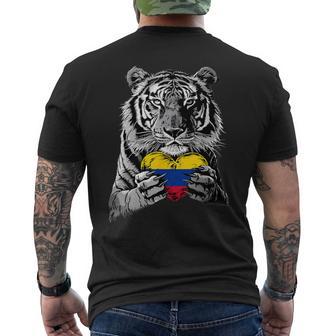 Colombian Roots Tiger Heart Colombian Pride Colombia Flag Men's T-shirt Back Print - Thegiftio UK