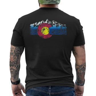 Colorado Flag Mountains Distressed Vintage Style Graphic Men's T-shirt Back Print - Thegiftio UK