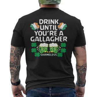Concritta Drink Until You're A Gallagherhamelesst Patrick's T-shirt da uomo con stampa posteriore - Novitaregali