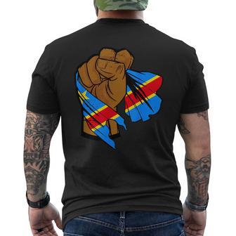 Congo Flag Republic Of Congo Drc Handfist Congolese Roots Men's T-shirt Back Print - Thegiftio UK