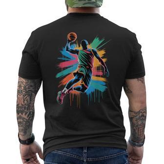 Cool Drip Basketball Slam Dunk Colorful Dunking Silhouette Men's T-shirt Back Print - Thegiftio UK