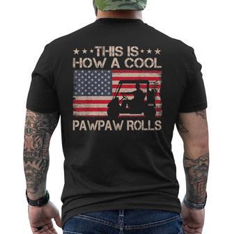 This Is How A Cool Pawpaw Rolls Vintage Golf American Flag Men's T-shirt Back Print - Thegiftio
