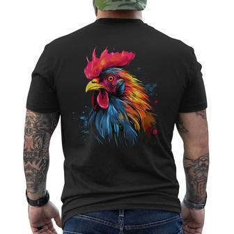 Cool Rooster On Colorful Painted Rooster Men's T-shirt Back Print - Thegiftio UK
