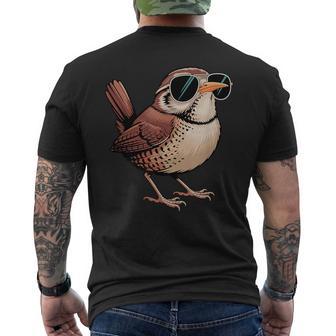 Cool Wren Wearing Sunglasses Bird Watching Lover Humor Men's T-shirt Back Print - Thegiftio UK