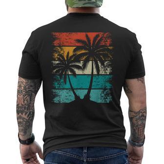 Coolerommerurlaub Retro-Sonnenuntergang Palme T-Shirt mit Rückendruck - Seseable