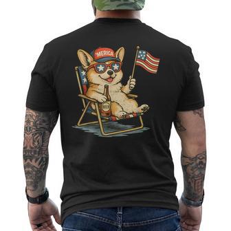 Corgi 4Th Of July Us American Flag Merica Beer Dog Patriotic Men's T-shirt Back Print - Monsterry UK