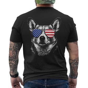 Corgi Usa Flag Sunglasses 4Th Of July Men's T-shirt Back Print - Thegiftio UK