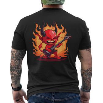 Costume De Diable Brûlant À Bascule Avec Guitare Cool Et Flammes T-shirt imprimé au dos - Cadeauxyz